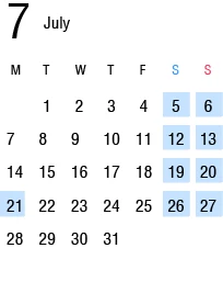 7月の運行カレンダー