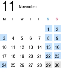 11月の運行カレンダー